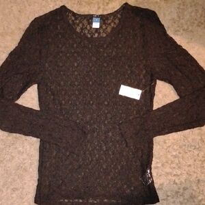 Old Navy Black Lace Long Sleeve Top